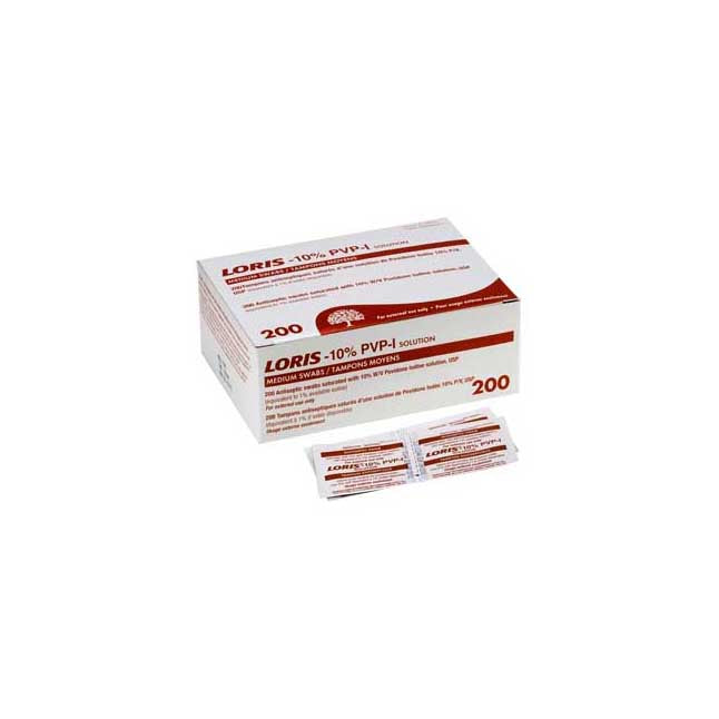 LER 109-01 BX200 SWABS 10 % PVP WITH 1% IODINE LORIS.