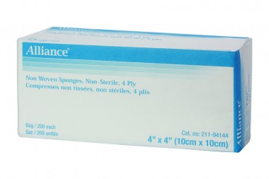 MED 94144 PK/200 NON-WOVEN GAUZE SPONGES 4IN x 4IN, 4PLY, NON-STERILE
