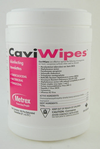 MET 11-1100 TUB/160 CAVIWIPES DISINFECTING TOWELLETE, REGULAR