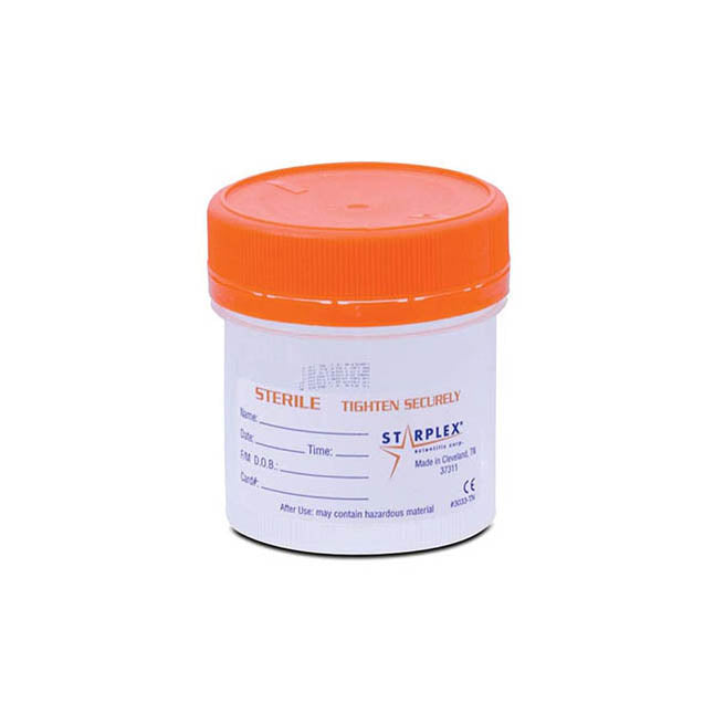 NCS902-1O (CS/4) BX/100 SPECIMEN CONTAINER, 90ML CLEAR, STERILE W/ O-RING CAP, ORANGE CAP.
