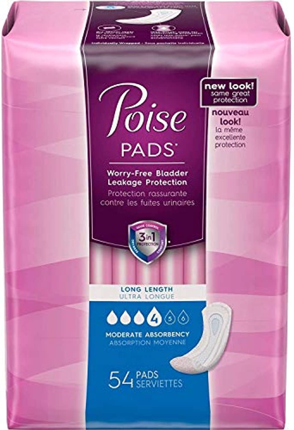 POI 39299 PKG/54 POISE ORIGINAL MODERATE LONG NON-WINGED PADS CONVENIENCE
