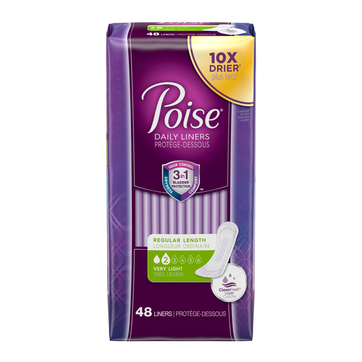 POI 51511 PKG/48 POISE ORIGINAL VERY LIGHT REGULAR LINERS REGULAR