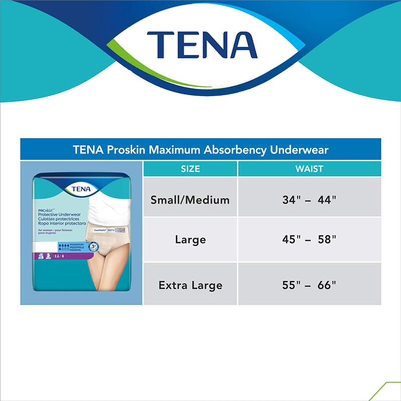 SCA 73020 TENA® ProSkin™ Protective Incontinence Underwear for Women, Maximum Absorbency, Small/Medium