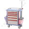SOL F45-1 EA/1 CRASH CART WITH 5 DRAWERS 32"L, 19.8"W, 36.8"H. RED/BEIGE