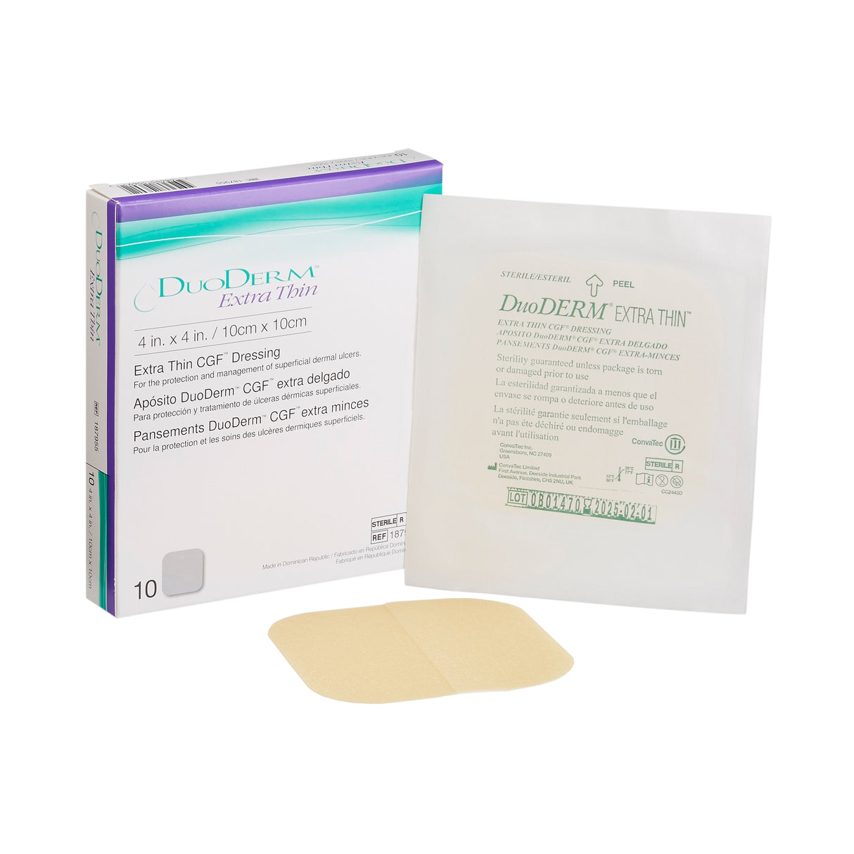 BX/10 DUODERM EXTRA THIN CGF HYDROCOLLOID DRESSING, STERILE, 10CM X 10CM (4IN X 4IN)