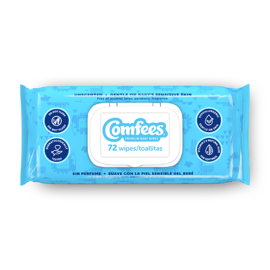 Comfees - Unscented Baby Wipes - Case of 12 Packs