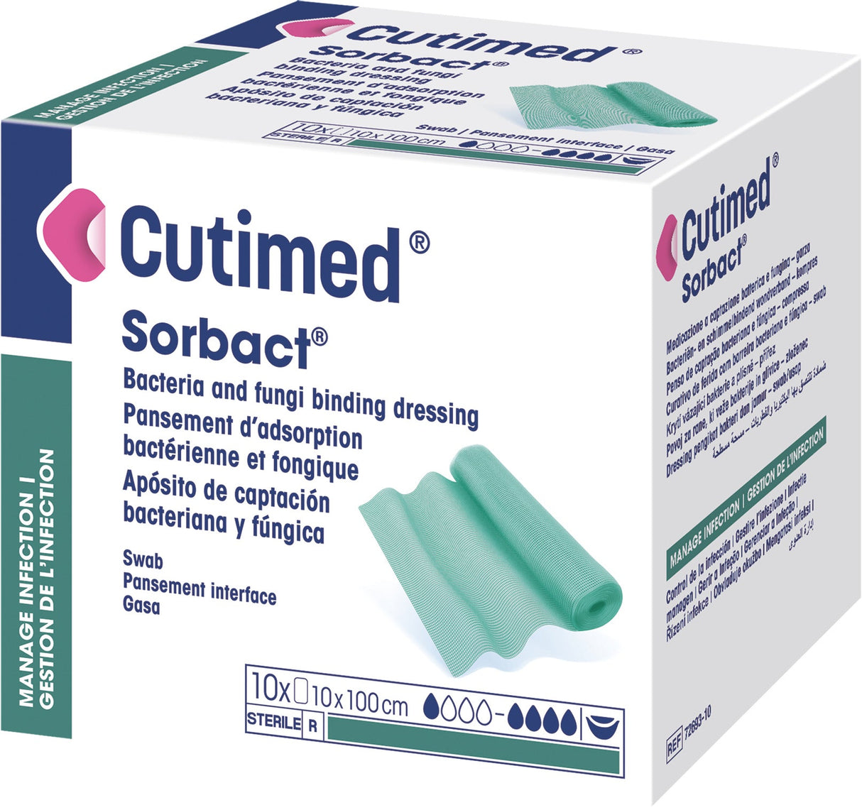 BX/5 CUTIMED SORBACT ANTIMICROBIAL DRESSING W/BACTERIA BINDING ACTION 7CM X9CM