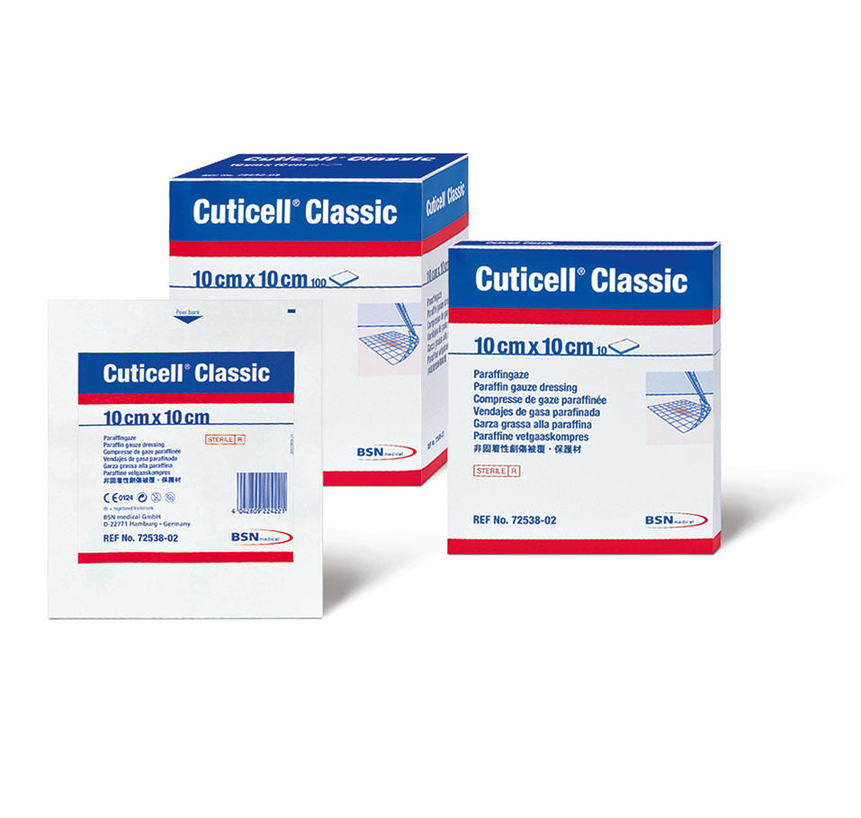 BX/50 CUTICELL CLASSIC NON-ADH DRESSING IMPREGNATED W/PARAFFIN 5CM X 5CM (HOSPITAL PACK)