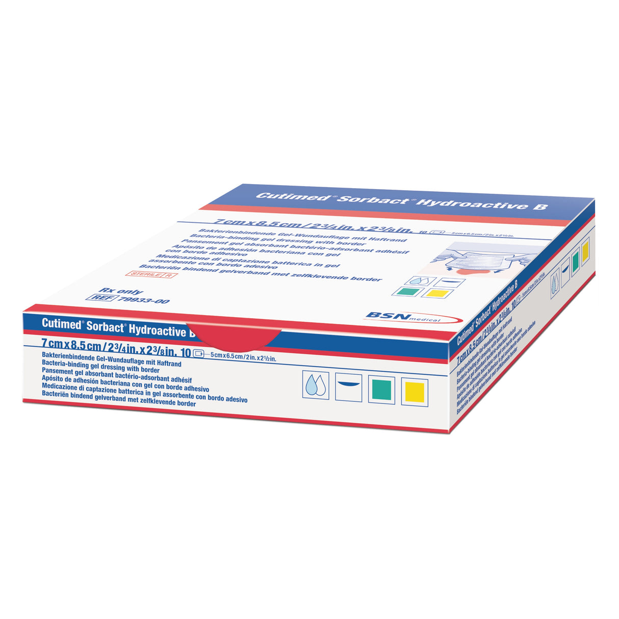 BX/10 CUTIMED SORBACT HYDROACTIVE B ANTIMICROBIAL FOAM DRESSING, ADH BORDER, 14CM X 14CM