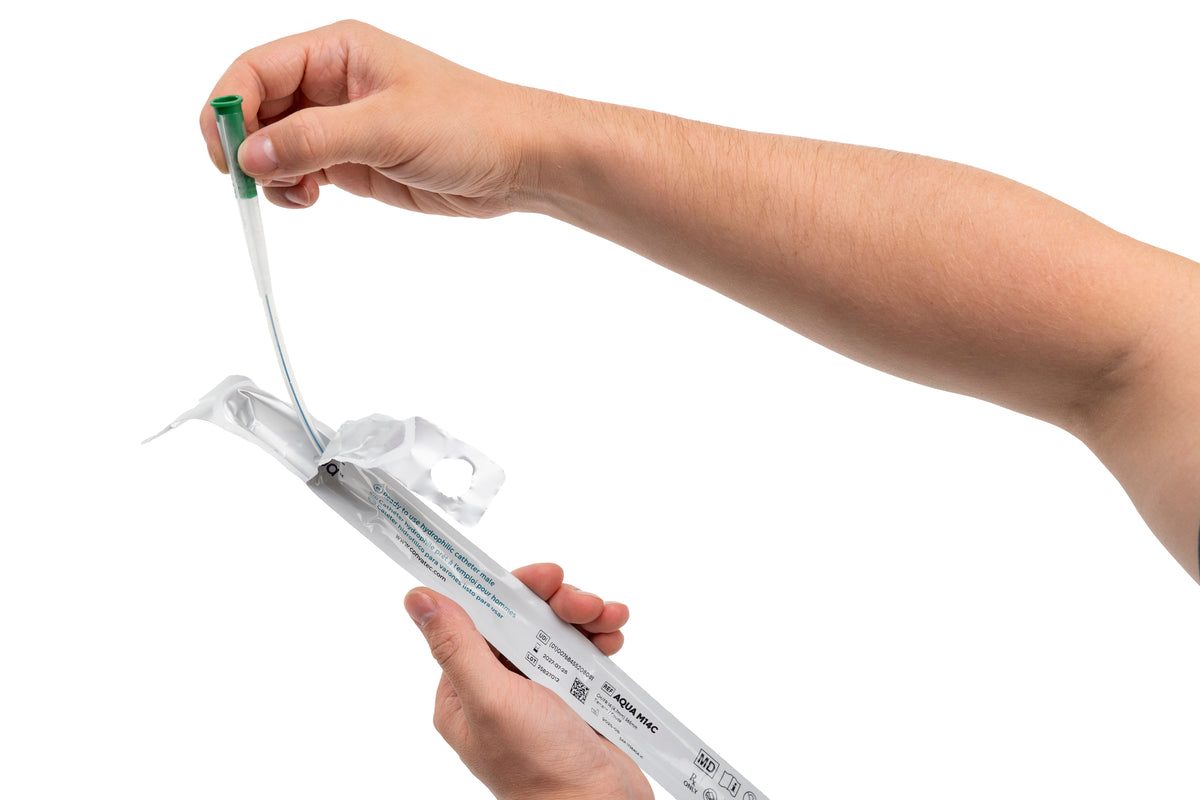 Cure Aqua® Hydrophilic Intermittent Urinary Catheter for Males - Box of 30