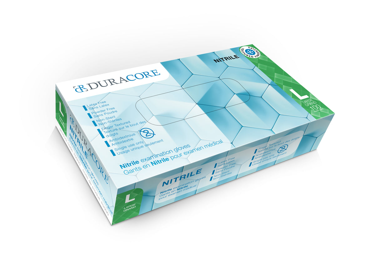 BX/100 Duracore Nitrile Examination Gloves, 4.2 MIL, Powder Free, Large (ALL SALES FINAL /NON RETURNABLE)