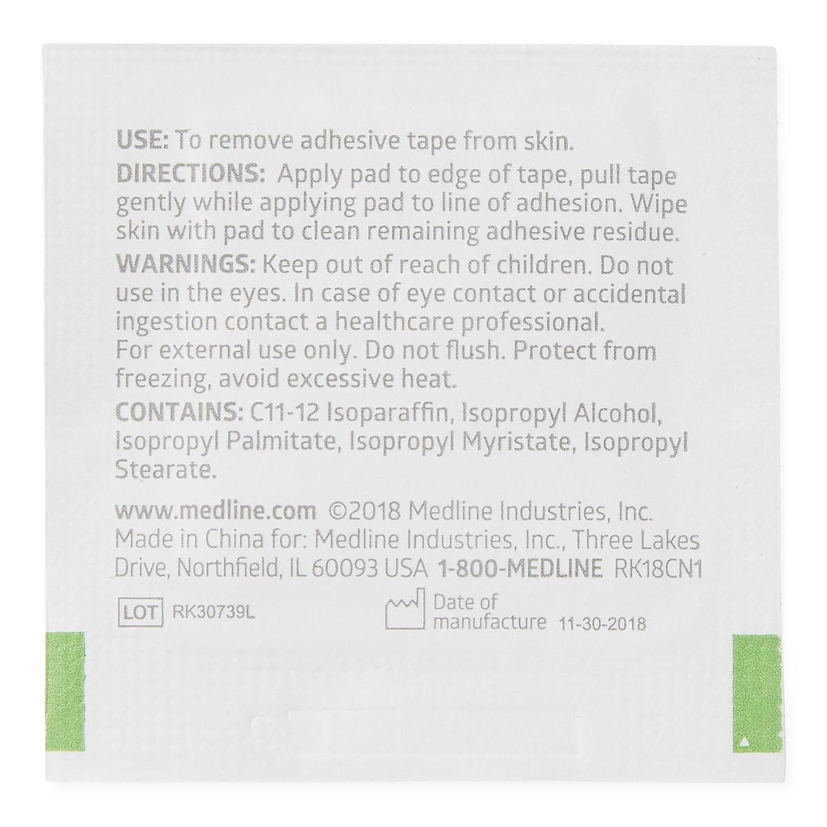 BX/100 ADHESIVE TAPE REMOVER WIPE TEXTURED W/ ALCOHOL