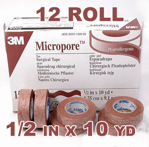 3M 1533-0 BX/24  TAPE MICROPORE 1/2IN X 10YD TAN