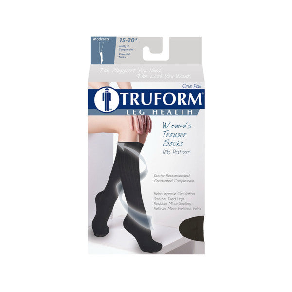 AIR 1973BL-XL TRUFORM LADIES' SOCK RIB PATTERN 15-20 BLACK XL