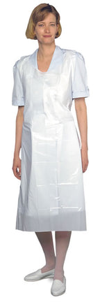 AMG 018-400  (CS10) BX/100  PLASTIC APRON MULTI-PURPOSE WHITE INDIVIDUALLY WRAPPED