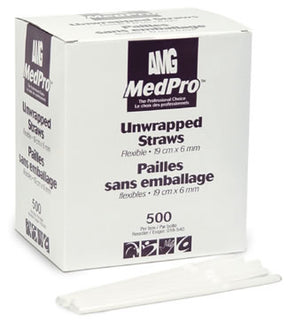 AMG 018-540 (CS/20)  BX/500  FLEXIBLE STRAW, UNWRAPPED, 19CM X 6MM