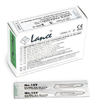 AMG 500-015 BX/100  LANCE STAINLESS STEEL SCALPEL BLADES SIZE 15 STERILE,