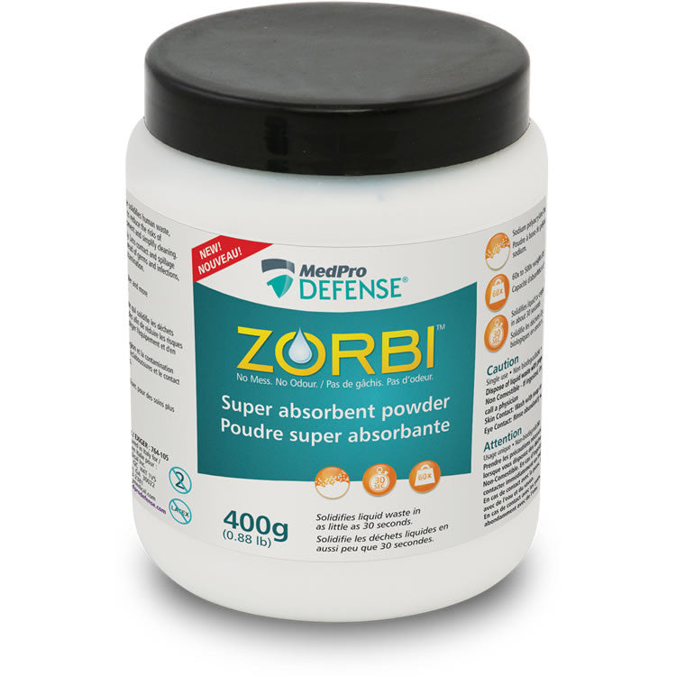 AMG 764-105 EA/1 ZORBI ABSORBING POWDER FOR BODILY DISCHARGE AND FLUIDS, 400 G JAR