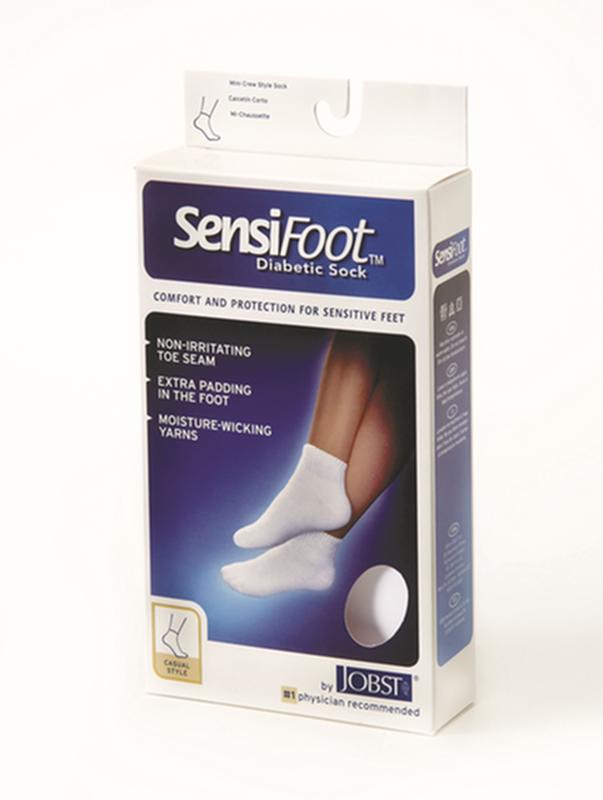 BSN 110878 PR/1 JOBST SENSIFOOT DIABETIC SOCK, MINI CREW, 8-15 MMHG, LG, WHITE, CLOSED TOE