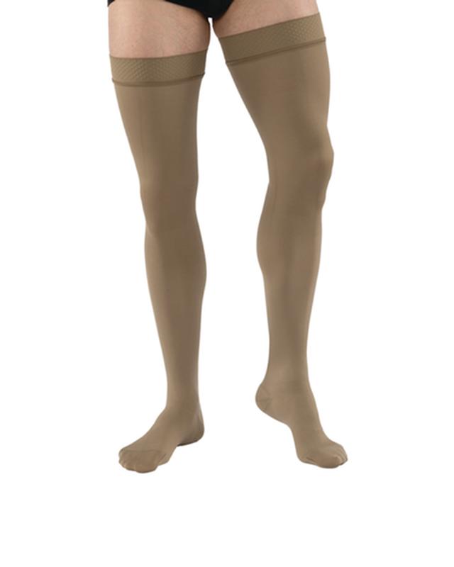 BSN 115400 PR/1 JOBST MEDICAL LEG WEAR, MEN, RIBBED, THIGH HIGH W/SIL DOT BAND, 20-30MMHG, SM, KHAKI, CLOSED TOE