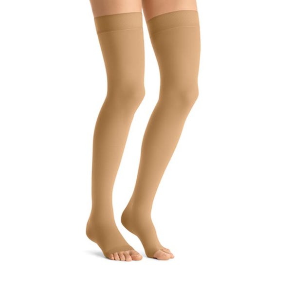 BSN 7518508 PR/1 JOBST OPAQUE WOMEN, THIGH HIGH W/SIL DOT BAND, 15-20MMHG, SM, HONEY, OPEN TOE