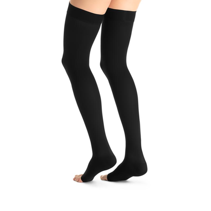 BSN 7518603 PR/1 JOBST OPAQUE WOMEN, THIGH HIGH W/SIL DOT BAND, 15-20MMHG, MD, CLASSIC BLACK, OPEN TOE