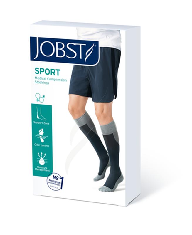 BSN 7528920 PR/1 JOBST SPORT STOCKING UNISEX, 15-20MMHG, SM, WHITE/GREY, CLOSED TOE