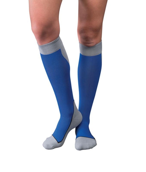 BSN 7528952 PR/1 JOBST SPORT STOCKING UNISEX, 15-20MMHG, LG, ROYAL BLUE/GREY , CLOSED TOE