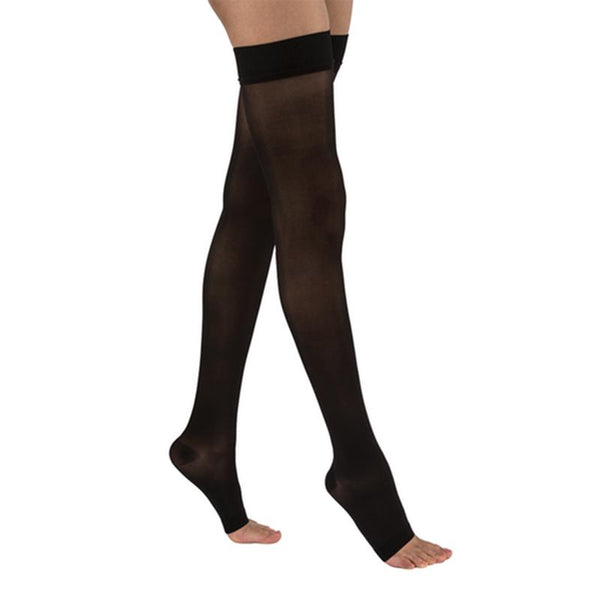 BSN 7542604 PR/1 JOBST ULTRASHEER WOMEN, THIGH HIGH W/SIL DOT BAND, 15-20MMHG, MD, CLASSIC BLACK, OPEN TOE