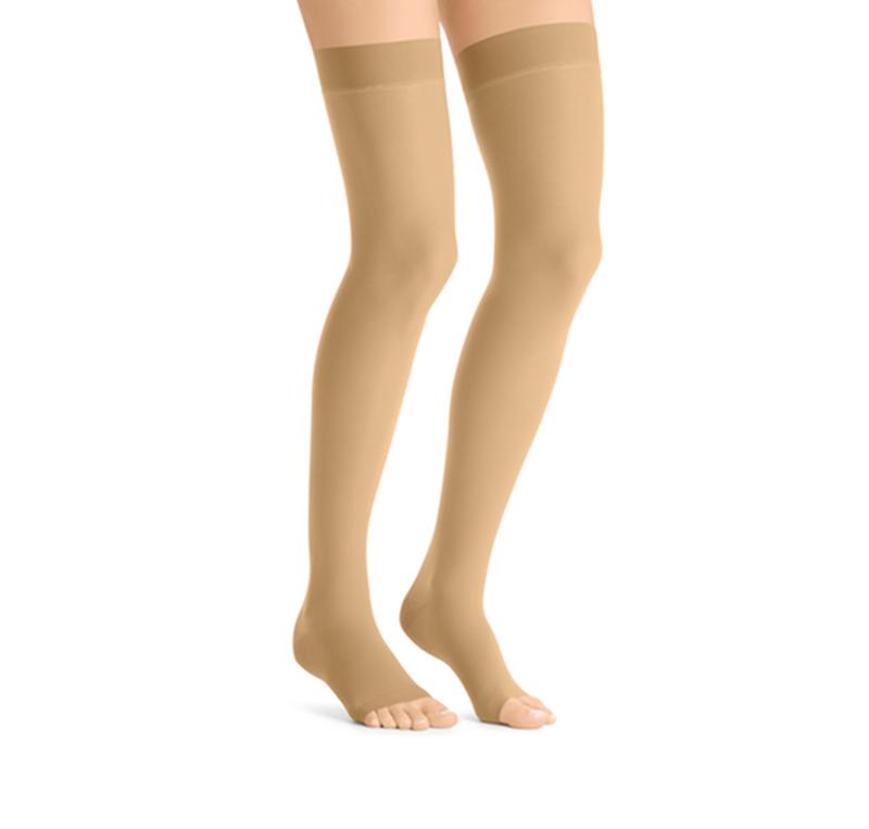 BSN 7543905 PR/1 JOBST ULTRASHEER WOMEN, THIGH HIGH W/SIL DOT BAND, 20-30MMHG, SM, HONEY, OPEN TOE