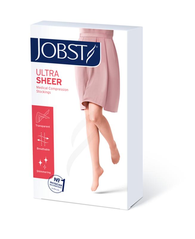 BSN 7545602 PR/1 JOBST ULTRASHEER WOMEN, THIGH HIGH W/SIL DOT BAND, 30-40MMHG, XL, NATURAL, CLOSED TOE