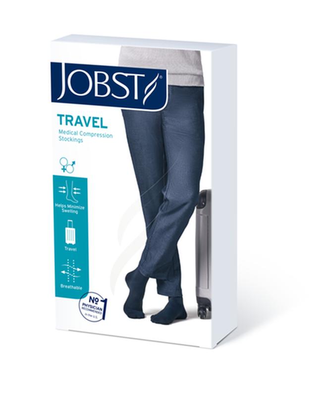 BSN 7884607 PR/1 JOBST TRAVEL SOCKS UNISEX, KNEE HIGH, 15-20MMHG, SIZE 3, BLACK, CLOSED TOE