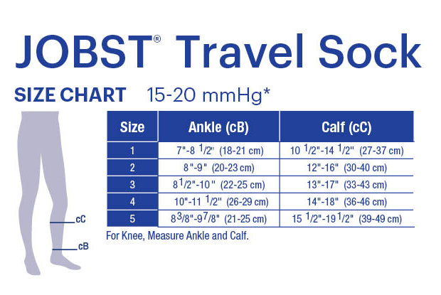 BSN 7884607 PR/1 JOBST TRAVEL SOCKS UNISEX, KNEE HIGH, 15-20MMHG, SIZE 3, BLACK, CLOSED TOE