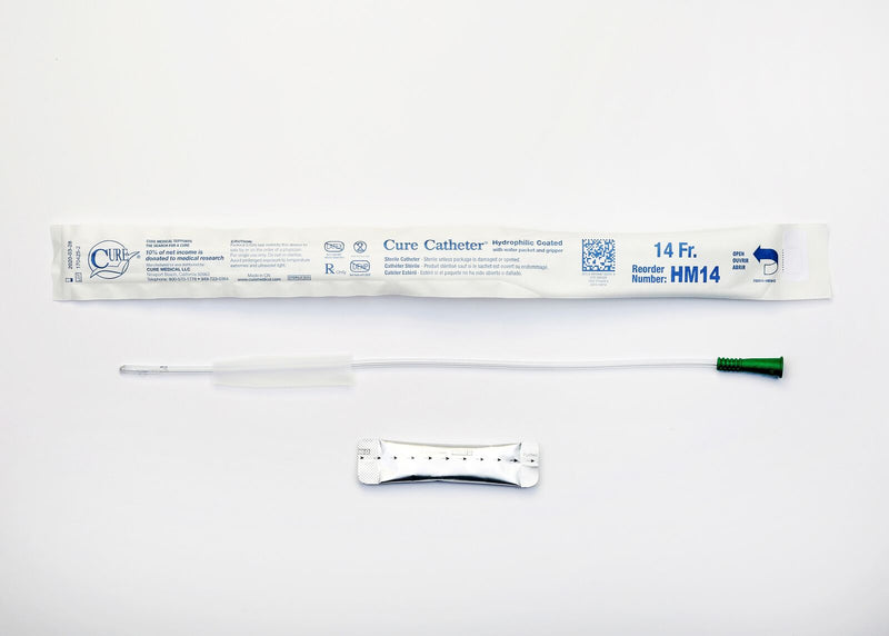 CURE HM14 BX/30 CURE INTERMITTENT MALE CATH 16",STRAIGHT TIP ,HYDROPHILIC 14FR