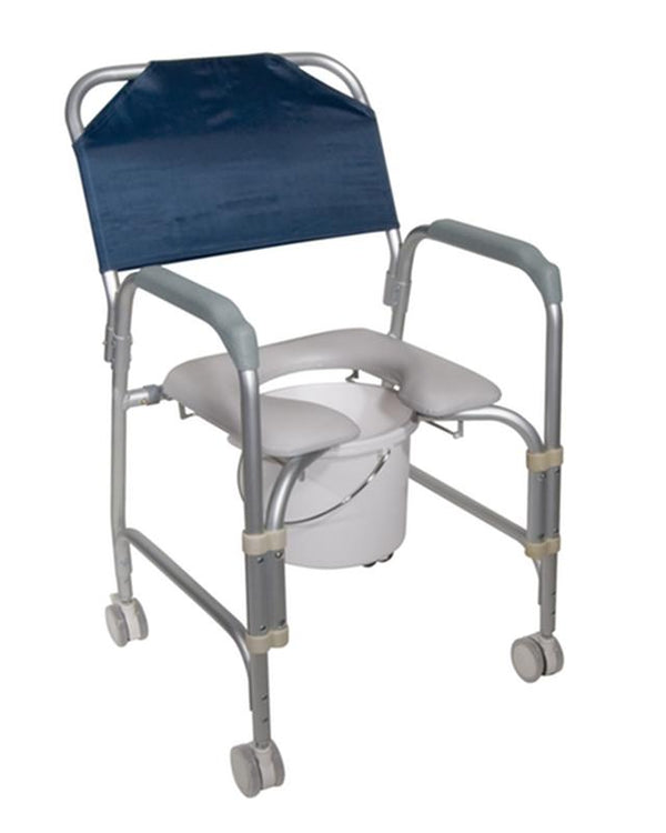 DM 11114KD-1 EA/1 Lightweight Portable Shower Commode Chair with Casters