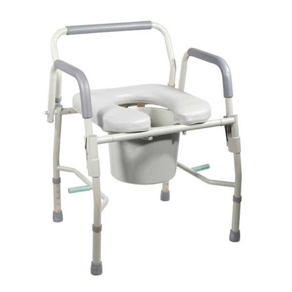DM 11125PSKD-1 EA/1 Steel Drop Arm Bedside Commode with Padded Seat and Arms