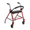 DM 1239RD EA/1 Two Wheeled Walker with Seat, Red