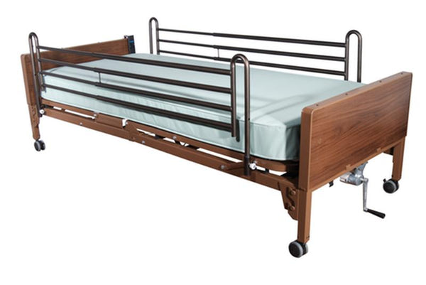 DM 15033BV-PKG EA/1 Delta Ultra Light Full Electric Hospital Bed with Full Rails and Innerspring Mattress