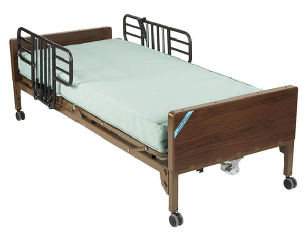 DM 15033BVPKG1T EA/1 Delta Ultra Light Full Electric Hospital Bed with Half Rails and Therapeutic Support Mattress