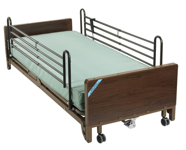 DM 15235BV-PKG EA/1 Delta Ultra Light Full Electric Low Hospital Bed with Full Rails and Innerspring Mattress