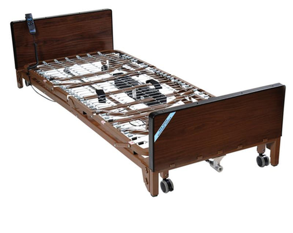 DM 15235BVPKG1T EA/1 Delta Ultra Light Full Electric Low Hospital Bed with Half Rails and Therapeutic Support Mattress