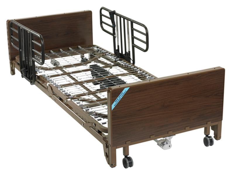 DM 15235BVPKG1 EA/1 Delta Ultra Light Full Electric Low Hospital Bed with Half Rails and Innerspring Mattress