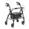 DM 301PSRN EA/1 Junior Rollator Rolling Walker with Padded Seat, Red