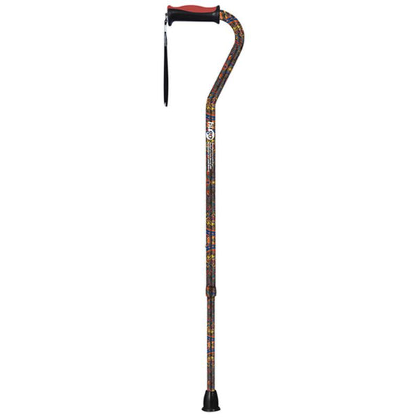 DM 731-454 EA/1 Adjustable Offset Handle Cane with Reflective Strap, Paisley