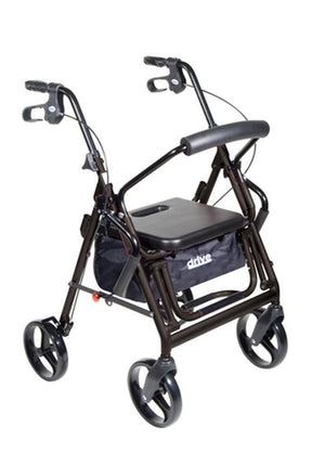 DM 795BK EA/1 Duet Dual Function Transport Wheelchair Rollator Rolling Walker, Black