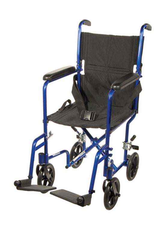 DM ATC17-BL EA/1 Lightweight Transport Wheelchair, 17" Seat, Blue