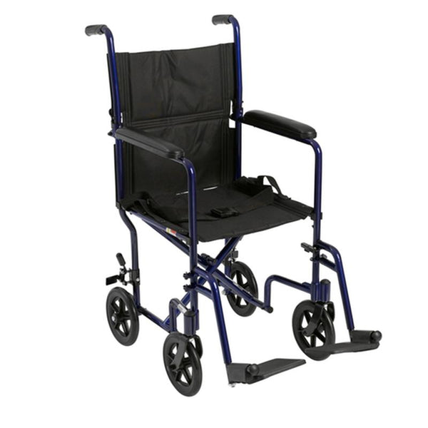 DM ATC19-BL EA/1 Lightweight Transport Wheelchair, 19" Seat, Blue