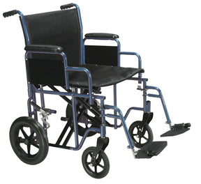 DM BTR22-B EA/1 Bariatric Heavy Duty Transport Wheelchair with Swing Away Footrest, 22" Seat, Blue