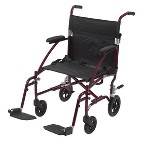 DM DFL19-RD EA/1 Fly Lite Ultra Lightweight Transport Wheelchair, Burgundy