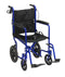 DM EXP19LTBL EA/1 Lightweight Expedition Transport Wheelchair with Hand Brakes, Blue